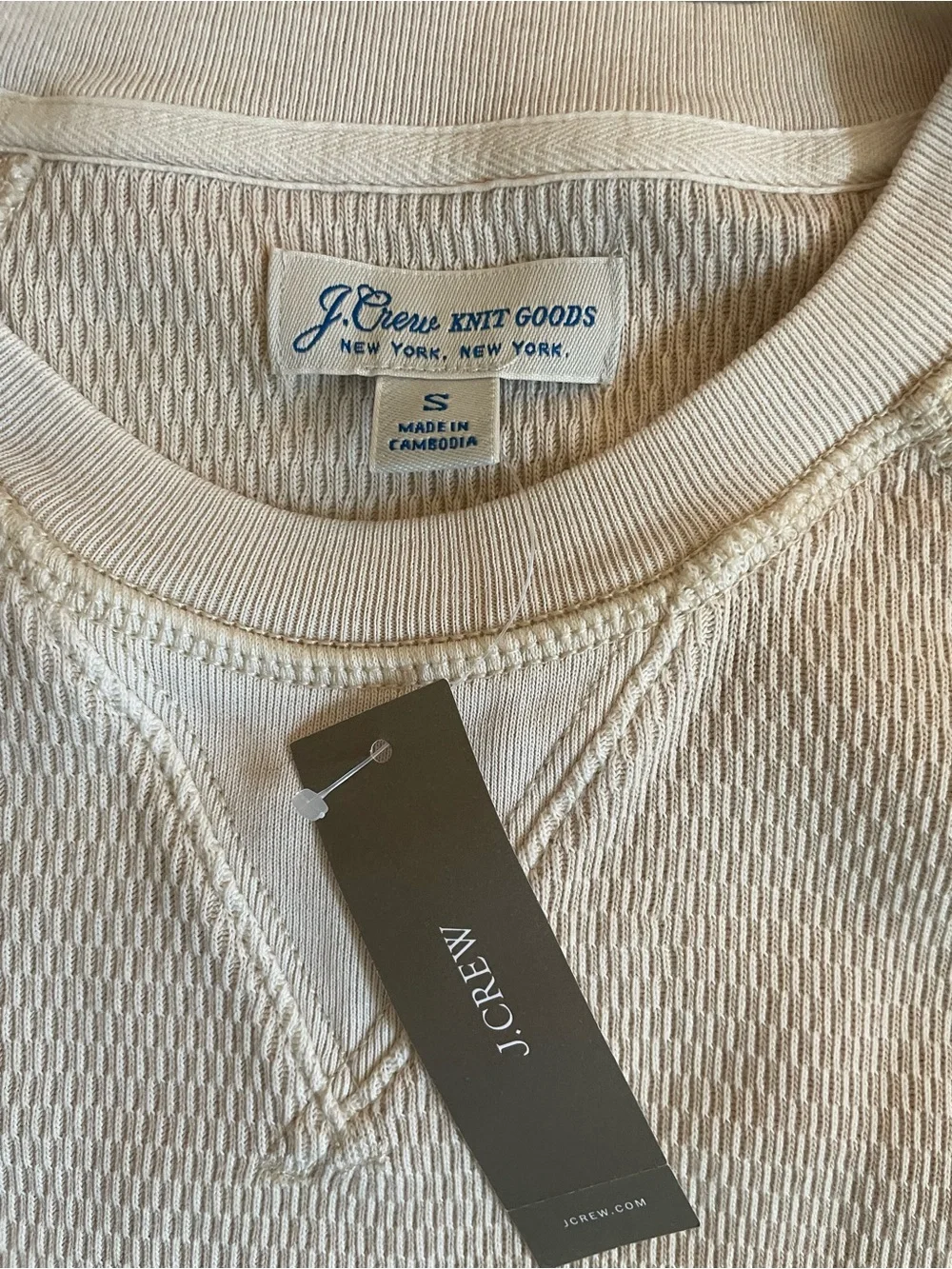 J. Crew Cream Waffle-Knit Crew Sweatshirt